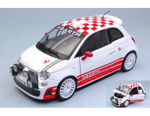Motormax MTM73379 ABARTH 500 R3T 2009 WHITE/RED 1:24 Modellino