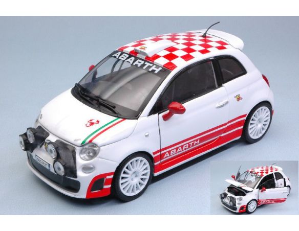 Motormax MTM73379 ABARTH 500 R3T 2009 WHITE/RED 1:24 Modellino
