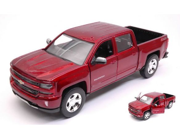 Motormax MTM79348R CHEVROLET SILVERADO 1500 LT Z71 CREW CAB.2017 AMARANT METALLIC 1:24 Modellino