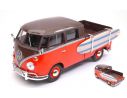 Motormax MTM79560 VW TYPE 2 (T1) DOUBLE CAB PICK UP ORANGE/BROWN 1:24 Modellino
