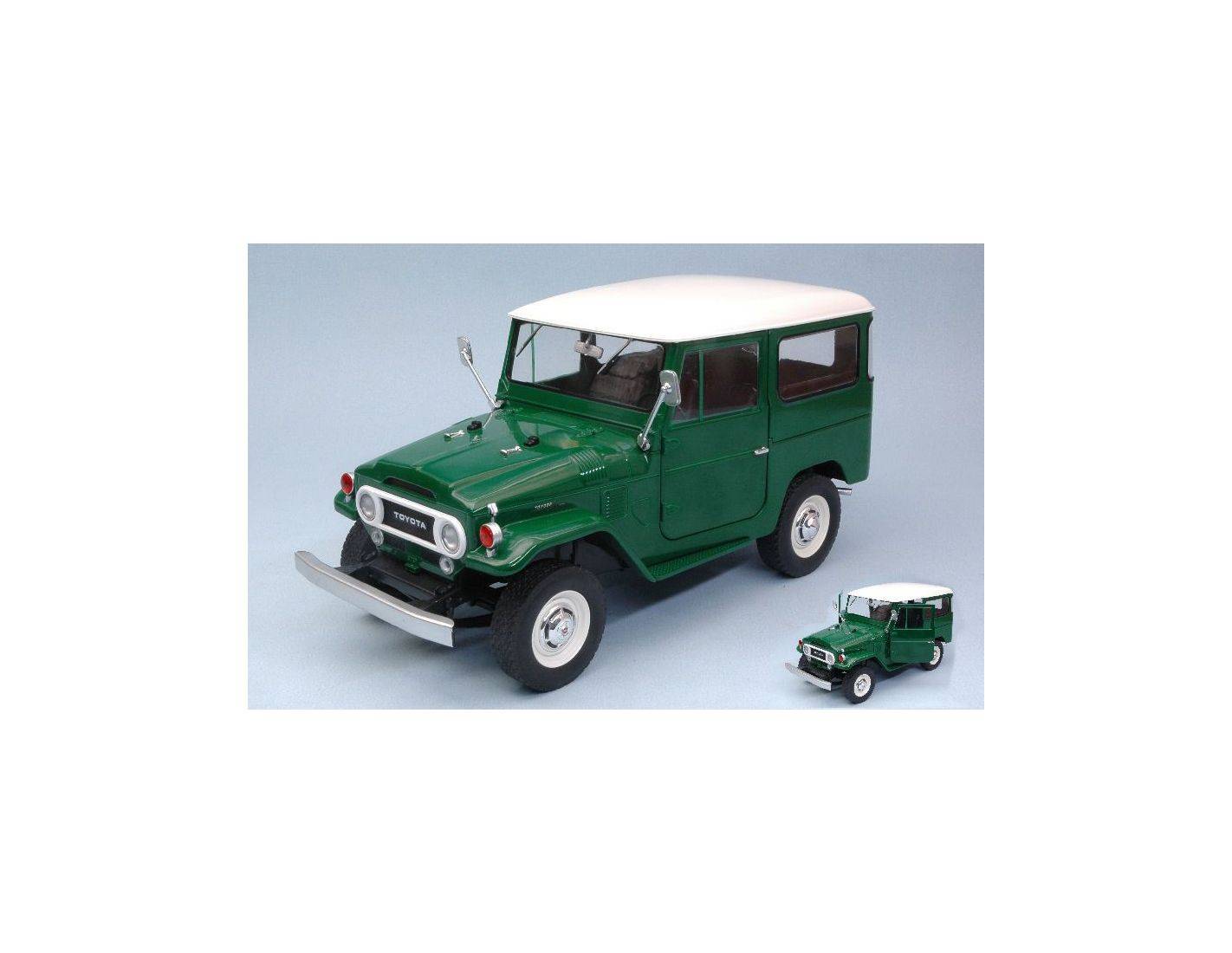 Triple T9-1800150 TOYOTA LAND CRUISER FJ40 1967 GREEN W/WHITE ROOF 1:18  Modellino