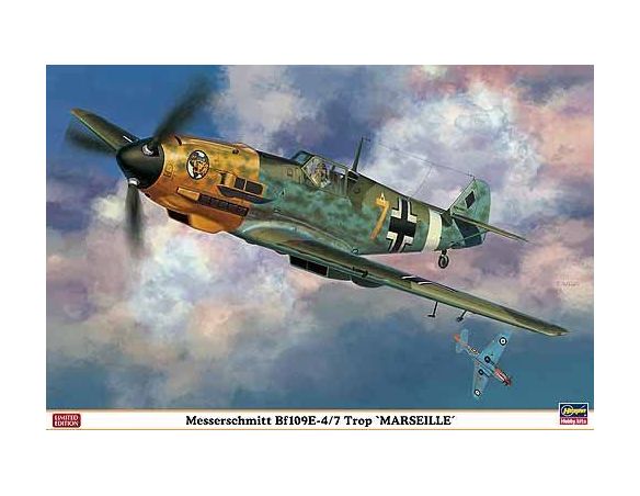 HASEGAWA 08207 MESSERSCHMITT BF109E-4/7 TROP MARSEILLE 1:32 KIT Modellino