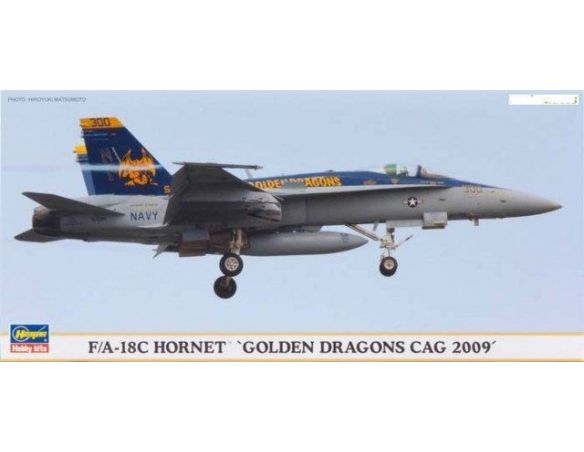 HASEGAWA 01903 F/A-18C HORNET  GOLDEN DRAGONS CAG 2009 1:72 KIT Modellino