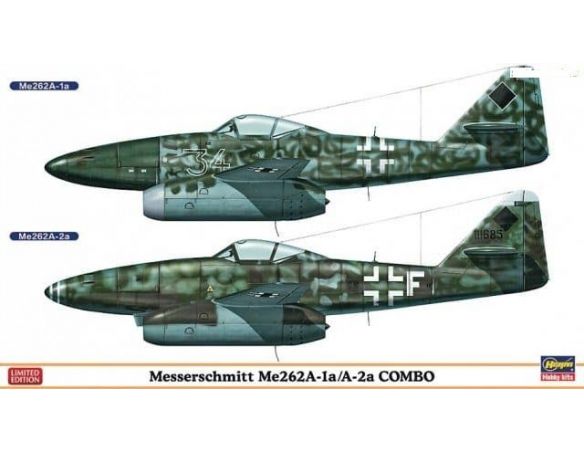 HASEGAWA 01915 MESSERSCHIMITT ME262A-1A/A-2A COMBO 1:72 KIT Modellino