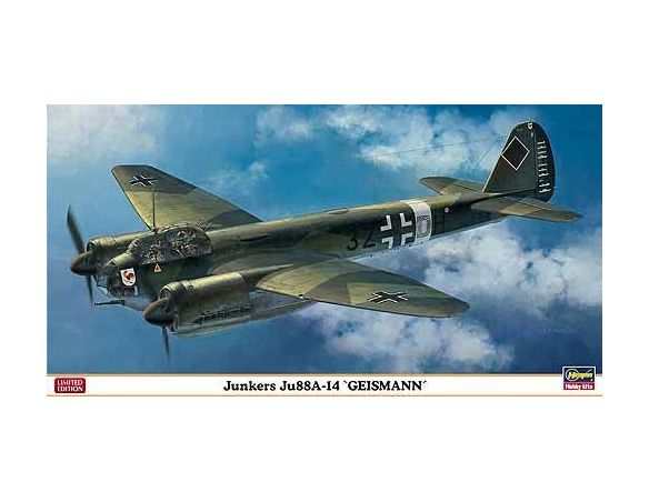 HASEGAWA 01932 JUNKERS JU88A-14 GEISMANN 1:72 KIT Modellino