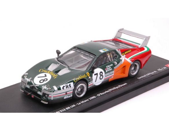 Best Model BT9690 FERRARI 512 BB N.78 23th LM 1980 O'ROURKE-DOWN-PHILLIPS LIM.50 1:43 Modellino