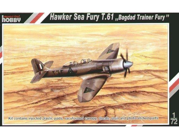 SPECIAL HOBBY 72121 HAWKER SEA FURY T.61 BAGDAD TRAINER FURY 1:72 KIT Modellino