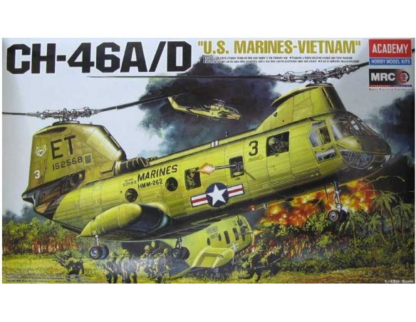 ACADEMY 12210 CH-46A/D US MARINES VIETNAM 1:48 Kit Modellino