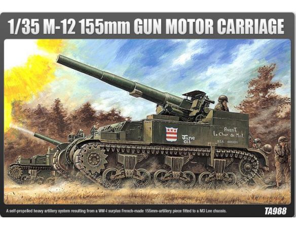 ACADEMY 1394 M-12 155MM GUN MOTOR CARRIAGE 1:35 Kit Modellino