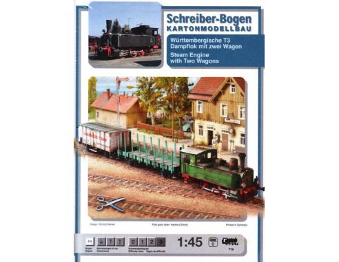 SCHREIBER BOGEN 715 LOCOMOTIVA CON DUE VAGONI 1:45 KIT Modellino