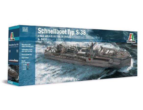 Italeri IT5620 SCHNELLBOOT TYP S-38 W/4.0 cm FLAK 28 (BOFORS) KIT 1:35 Modellino