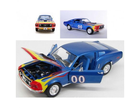Ford Mustang 1968 Hazzard Cooter's  Blu con fiamme 21957 1:18 Modellino