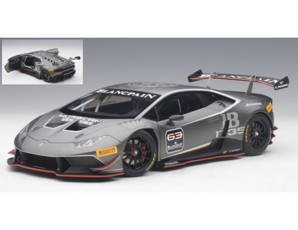 AUTOART AA81559 LAMBORGHINI HURACAN N.63 SUPER TROFEO 2015 GRIGIO TITAN 1:18 Modellino