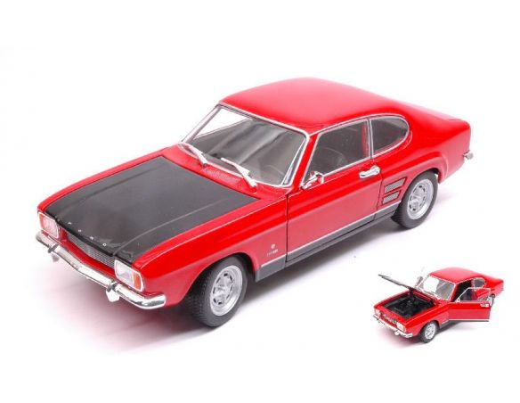Welly WE24069RBK FORD CAPRI RS 1969 RED W/BLACK HOOD 1:24 Modellino