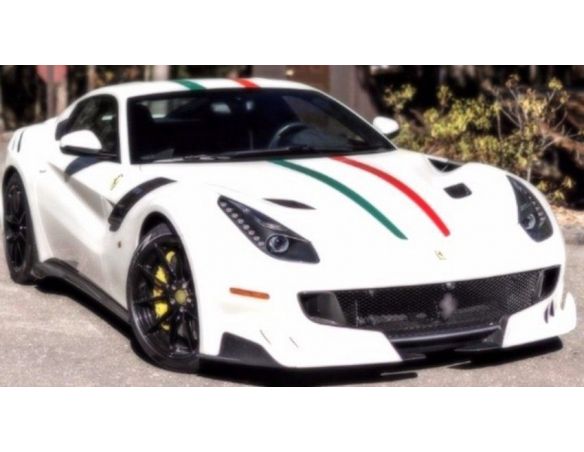 Looksmart LS18015D FERRARI F12 TDF SPECIAL SER.AVUS WHITE W/ITALIAN LIVERY C/VETRINA 1:18 Modellino