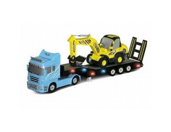 RUI CHUANG QY0232B HEAVY TRUCK CAMION EURO CON ESCAVATRICE 1:32 Modellino