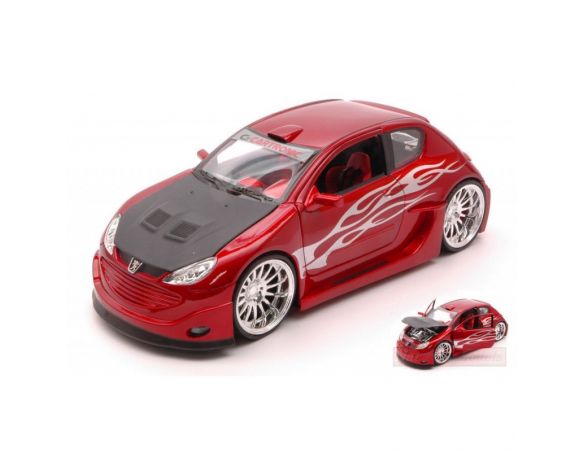 Welly WE22486 PEUGEOT 206 MET.RED/BLACK TUNING 1:24 Modellino