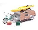 Greenlight GREEN18430A ROULOTTE TEAR DROP TRAILER 1947 W/KAJAK & BICYCLE 1:24 Modellino