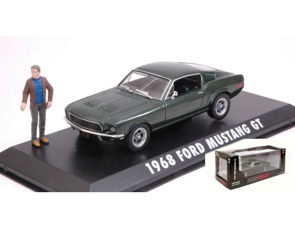 Greenlight GREEN86433 FORD MUSTANG BULLIT 1968 W/STEVE MC QUEEN FIGURE 1:43 Modellino