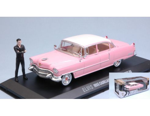 Greenlight GREEN86436 CADILLAC FLEETWOOD 1955 PINK W/ELVIS PRESLEY FIGURE 1:43 Modellino
