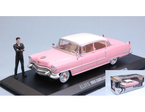 Greenlight GREEN86436 CADILLAC FLEETWOOD 1955 PINK W/ELVIS PRESLEY FIGURE 1:43 Modellino