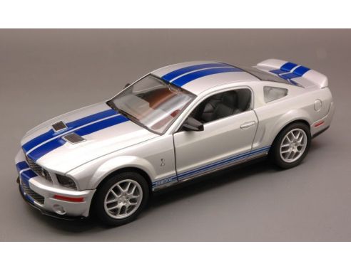 LUCKY DIE CAST LDC24208S SHELBY GT 500 2007 SILVER W/BLUE STRIPES 1:24 Modellino