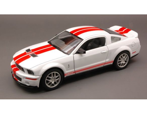 LUCKY DIE CAST LDC24208W SHELBY GT 500 2007 WHITE W/RED STRIPES 1:24 Modellino