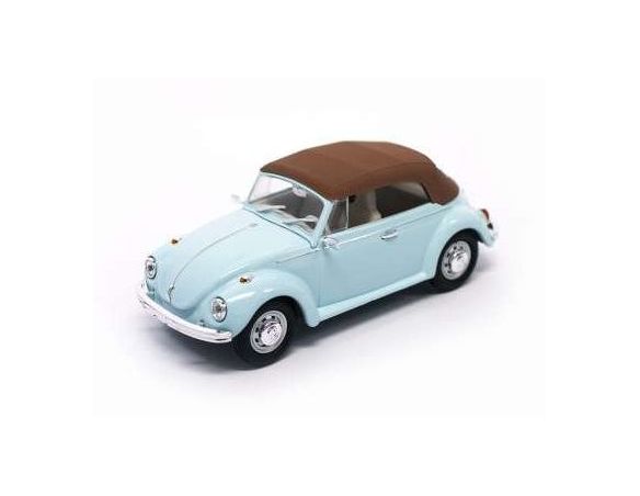 LUCKY DIE CAST LDC43221LB VW BEETLE CABRIO SOFT TOP 1972 LIGHT BLUE/BROWN 1:43 Modellino