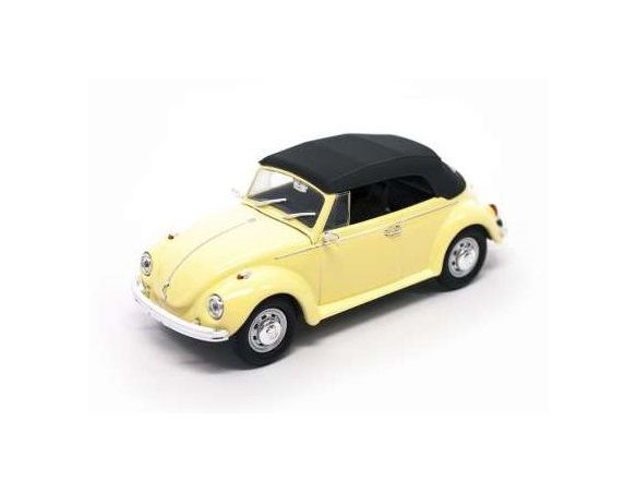LUCKY DIE CAST LDC43221Y VW BEETLE CABRIO SOFT TOP 1972 YELLOW/BLACK 1:43 Modellino