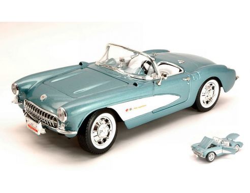 Hot Wheels LDC92018BL CHEVROLET CORVETTE 1957 LIGHT METALLIC BLUE 1:18 Modellino