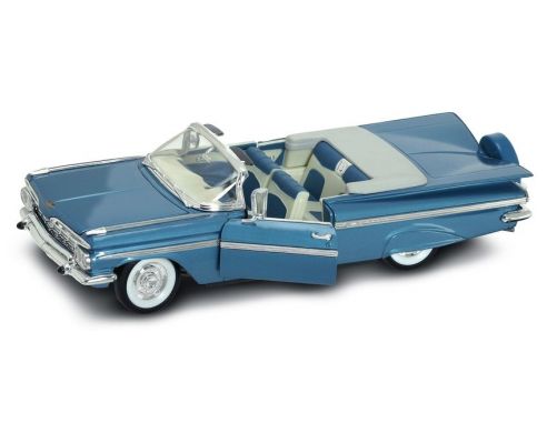 Hot Wheels LDC92118B CHEVROLET IMPALA CONVERTIBLE 1959 BLUE METALLIC 1:18 Modellino