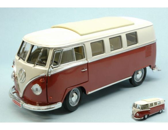 LUCKY DIE CAST LDC92328BG VW MICROBUS 1962 BURGUNDY W/WHITE ROOF 1:18 Modellino