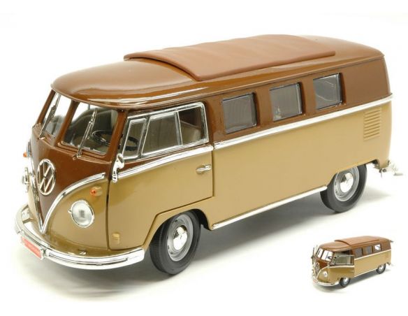 LUCKY DIE CAST LDC92328BN VW MICROBUS 1962 2 TONE BROWN 1:18 Modellino