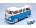 Welly WE22095BL VW T1 BUS 1963 BLUE W/WHITE ROOF 1:24 Modellino