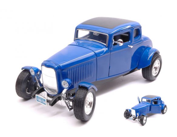 Motormax MTM73171BL FORD HOT ROD 5-WINDOW COUPE' 1932 BLUE 1:18 Modellino