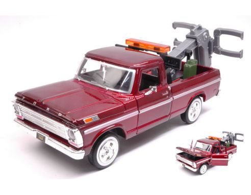 Motormax MTM75345 FORD F-100 PICK UP WRECKER 1969 BURGUNDY 1:24 Modellino