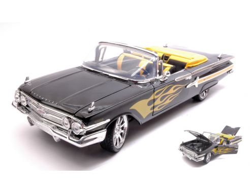 Motormax MTM79009BK CHEVROLET IMPALA CUSTOM HOT ROD WITH NEW RIMS BLACK 1:18 Modellino
