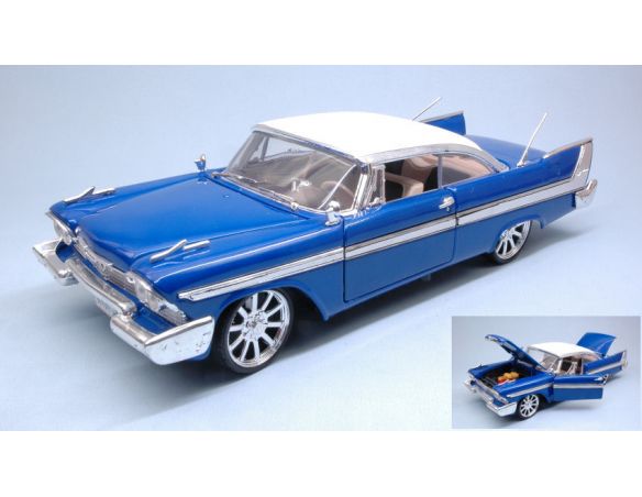 Motormax MTM79011BL PLYMOUTH FURY CUSTOM HOT ROD 1958 WITH NEW RIMS BLUE 1:18 Modellino