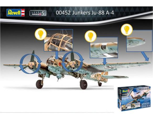 Revell RV00452 JUNKERS JU 88 A-4 LUCI FUNZIONANTI KIT 1:32 Modellino