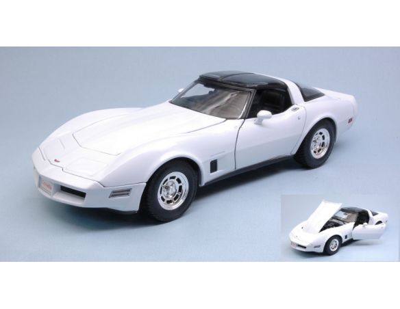 Welly WE12546W CHEVROLET CORVETTE COUPE' 1982 WHITE 1:18 Modellino