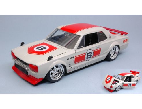 Jada JADA30003 NISSAN SKYLINE 2000 GT-R 1971 N.8 WHITE/RED JDM TUNERS 1:24 Modellino