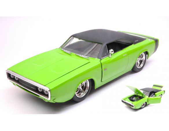 Jada JADA97595 DODGE CHARGER R/T 1970 GREEN W/BLACK ROOF 1:24 Modellino