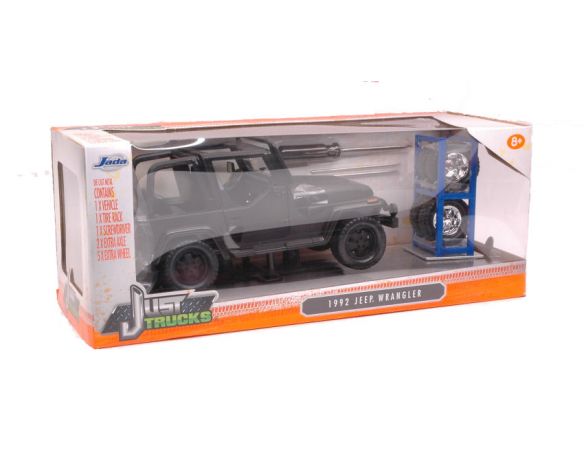 Jada JADA98020 JEEP WRANGLER 1992 MATT BLACK + SET WHEELS/TIRES 1:24 Modellino