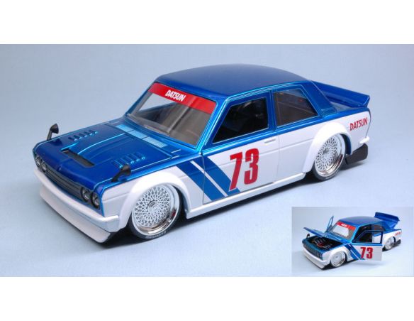 Jada JADA99094 DATSUN 510 1973 WIDEBODY N.73 WHITE/METALLIC BLUE JDM TUNERS 1:24 Modellino
