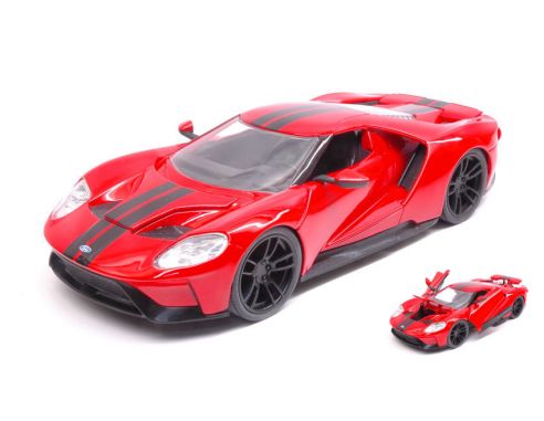JADA TOYS JADA99391 FORD GT 2017 RED W/BLACK STRIPES BIGTIME MUSCLE 1:24 Modellino