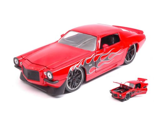 Jada JADA99969 CHEVY CAMARO 1971 RED W/BLACK FLAMES BIGTIME MUSCLE 1:24 Modellino