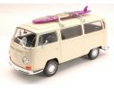 Welly WE4722CR VW T2 BUS W/SURFBOARD 1972 CREAM 1:24 Modellino