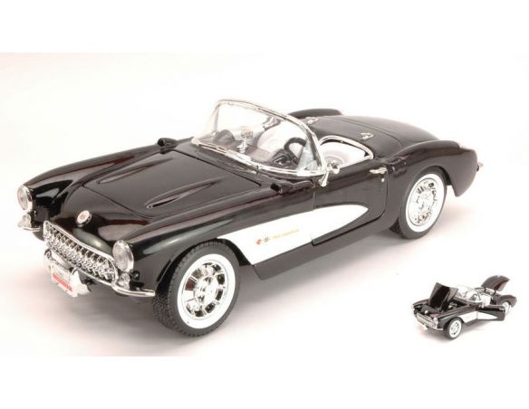 Hot Wheels LDC92018BK CHEVROLET CORVETTE 1957 BLACK 1:18 Modellino