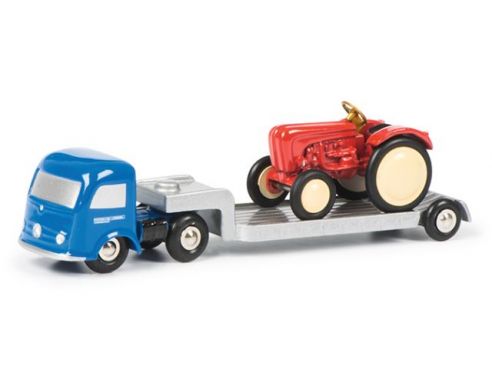 Schuco SH1289 MERCEDES TIEFLADER MIT PORSCHE TRAKTOR cm 10 Modellino