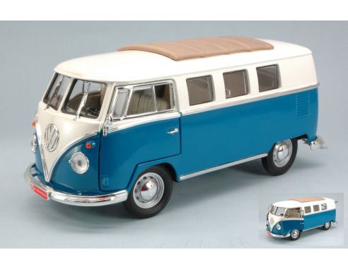 LUCKY DIE CAST LDC92327BL VW MICROBUS SOFT TOP 1962 BLUE 1:18 Modellino